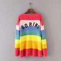Rainbow Striped Knitted Oversized Cardigan Sweater