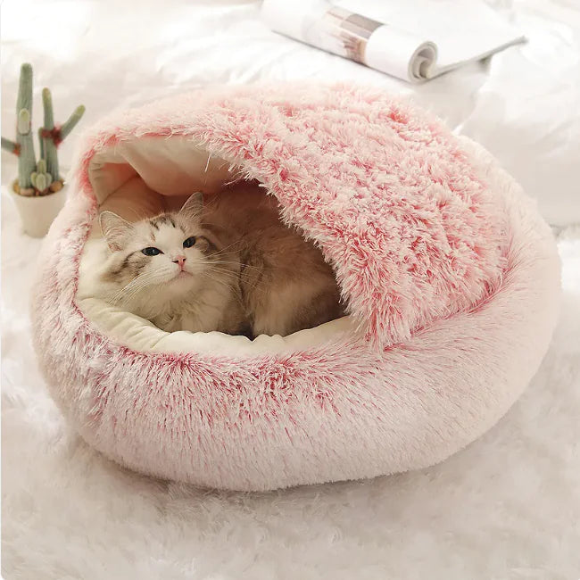 Plush Shell-Shaped Pet Bed for Cats & Small Dogs