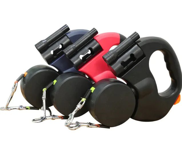 Retractable Double Dog Leash with Dual 3M Leads