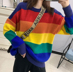 Rainbow Oversized Knit Sweater for Fall