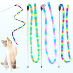 Interactive Cat Toy with Rainbow Stripes and Bell