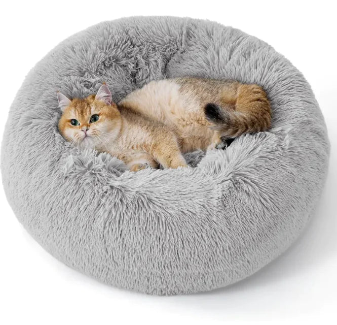 Fluffy Round Non-Slip Pet Bed for Dogs & Cats