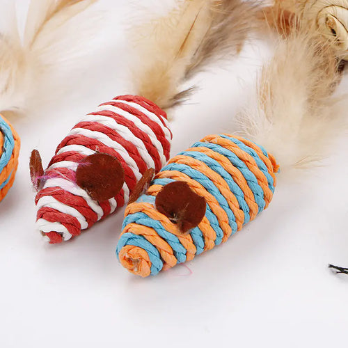 7-Piece Interactive Cat Toy Set with Feather Wands