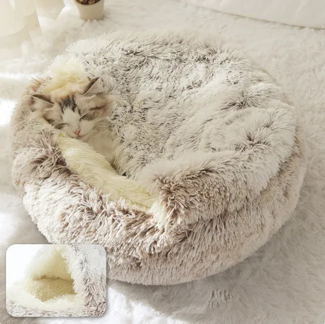 Plush Shell-Shaped Pet Bed for Cats & Small Dogs