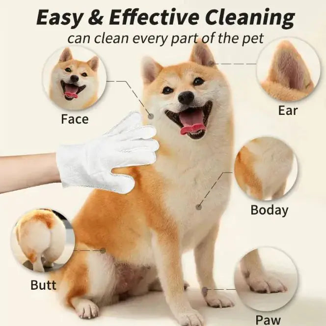 Pet Grooming Cleaning Gloves & Wipes for Dogs & Cats