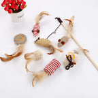 7-Piece Interactive Cat Toy Set with Feather Wands