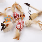 7-Piece Interactive Cat Toy Set with Feather Wands