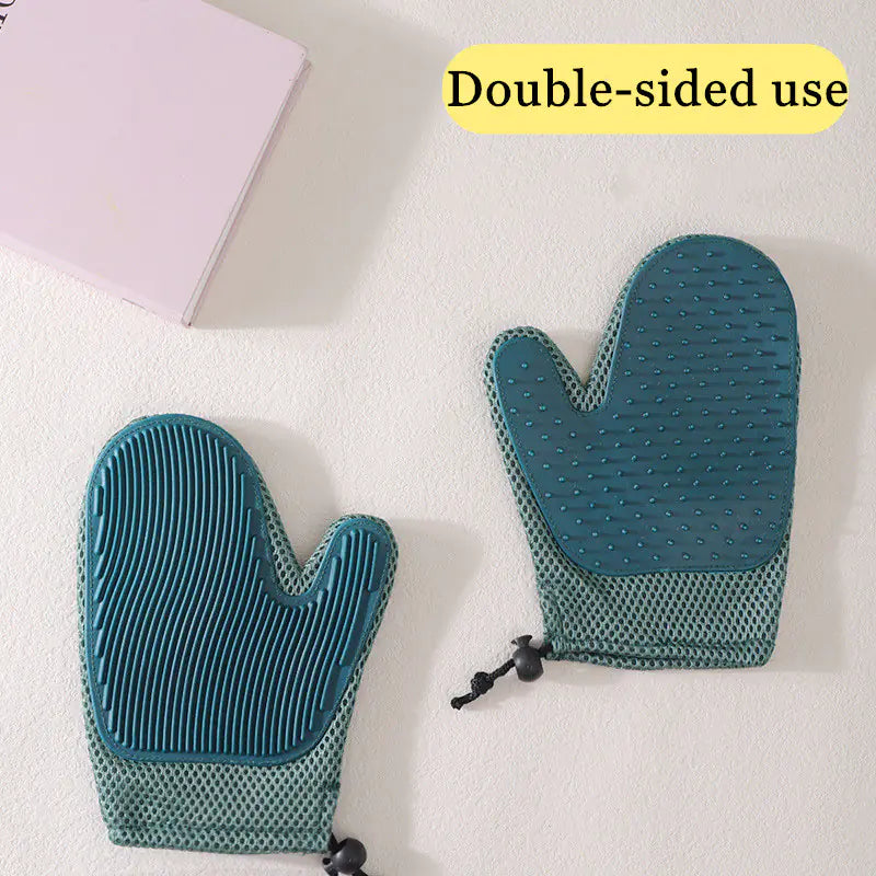 Pet Grooming Gloves with Massage & Hair Removal