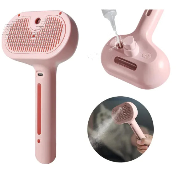 2-in-1 Pet Grooming Spray Brush for Dogs & Cats
