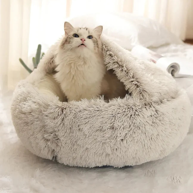 Plush Shell-Shaped Pet Bed for Cats & Small Dogs