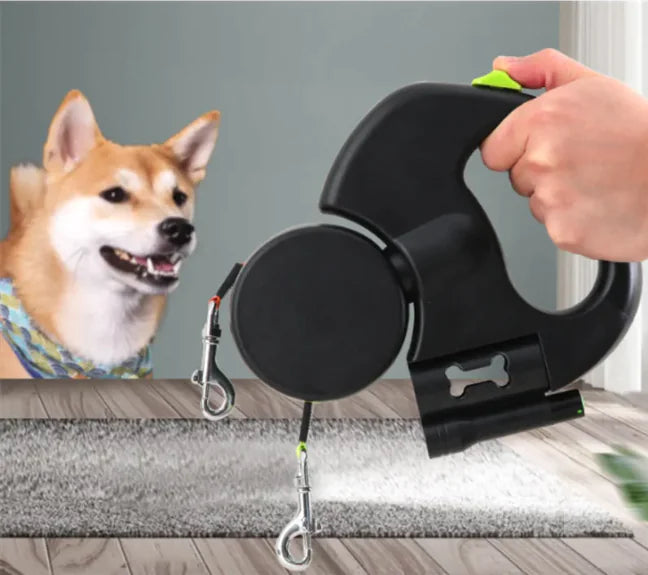 Retractable Double Dog Leash with Dual 3M Leads