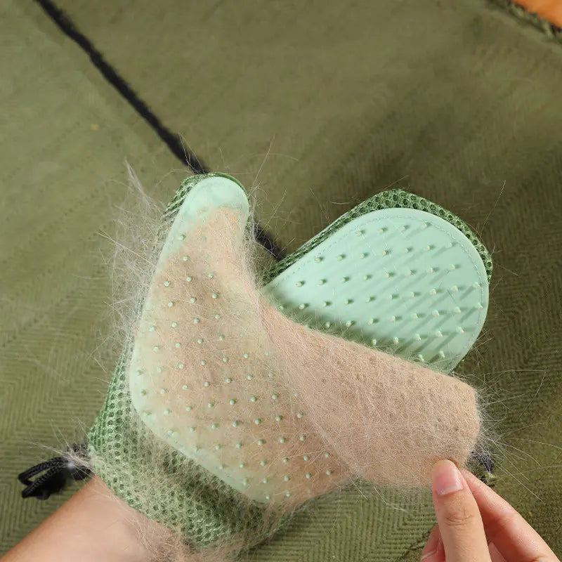 Pet Grooming Gloves with Massage & Hair Removal