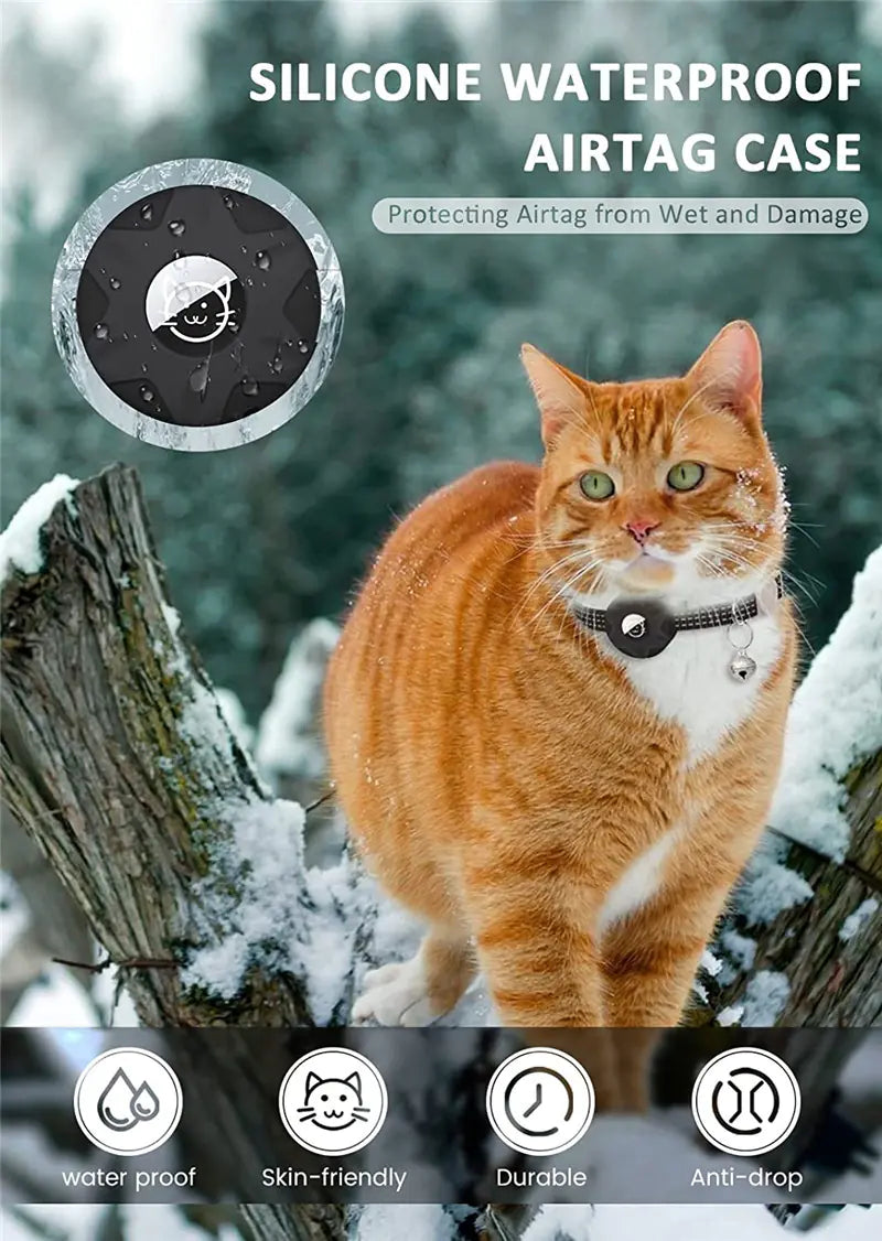 Apple AirTag Cat Collar with Reflective Safety Design
